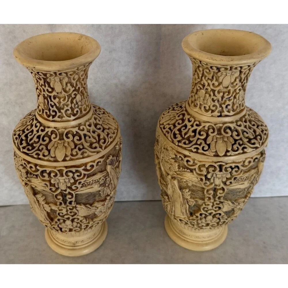 Ivory Resin Vases from Japan